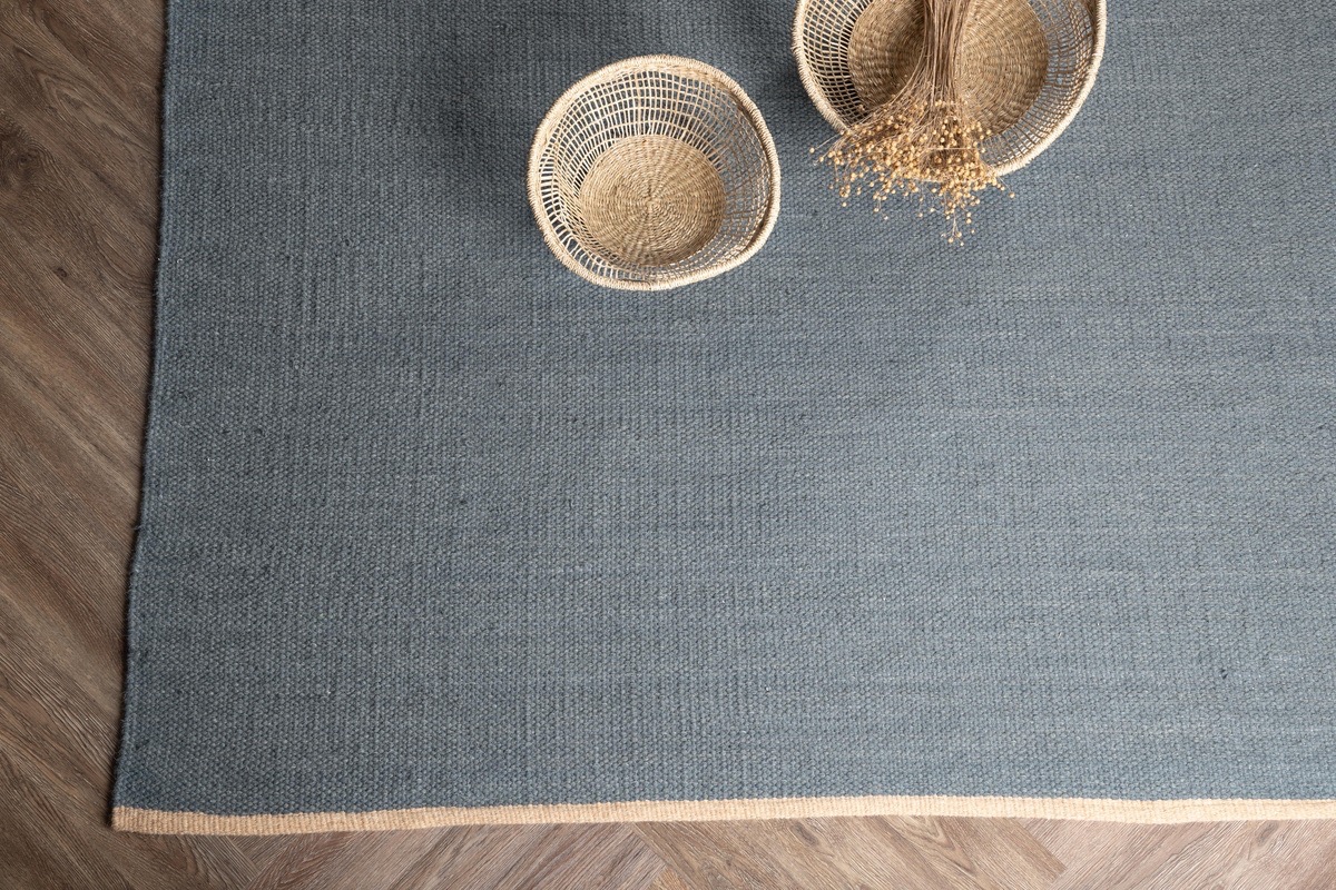 Jaipur Marinblå – Handvävd ullmatta - Bild 4