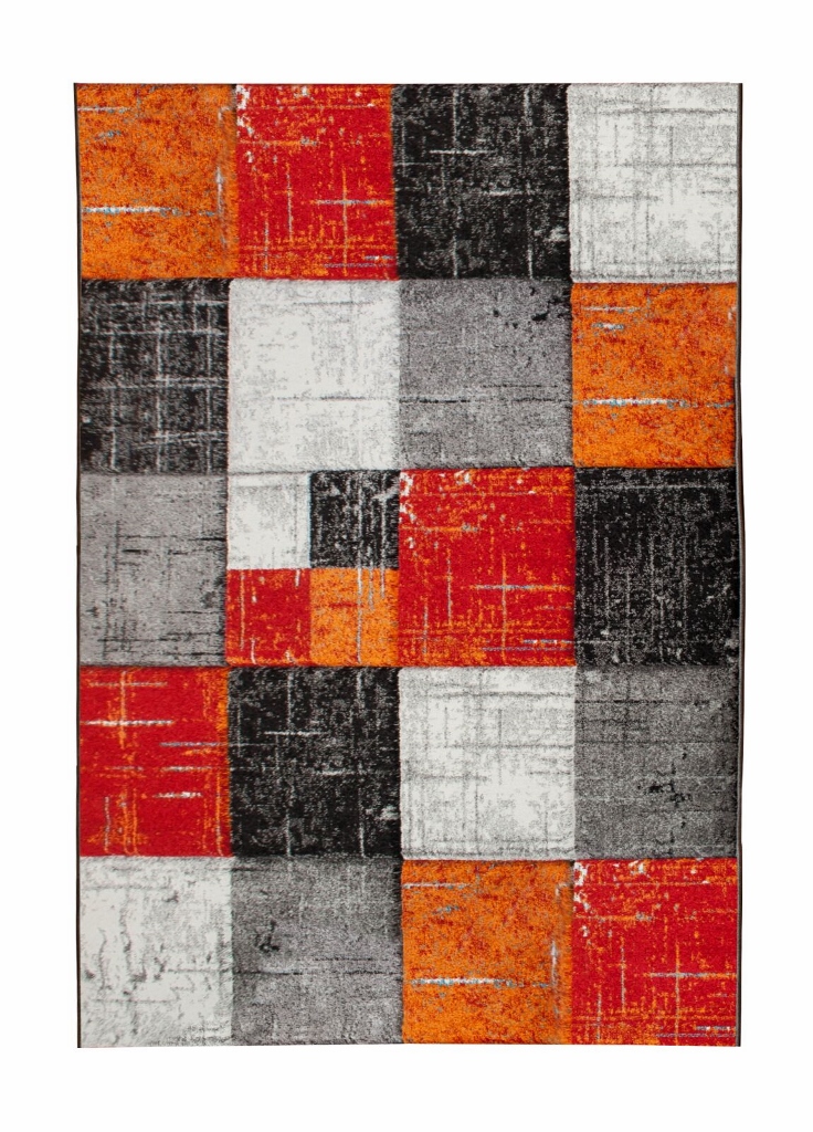 London Square Röd/Orange – Modern Matta